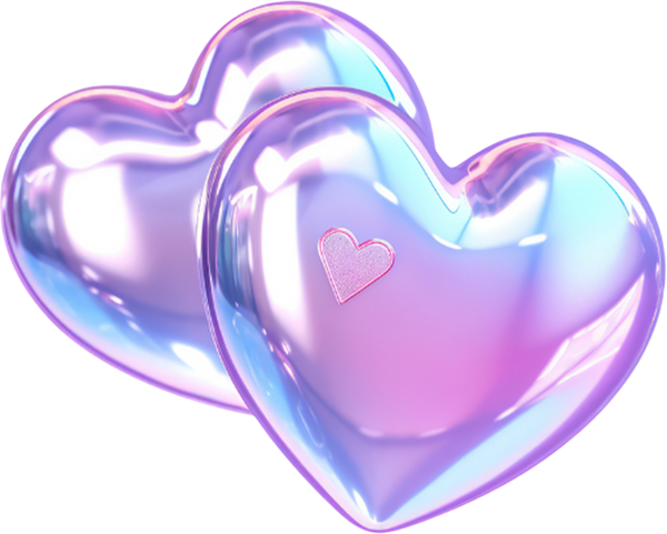 3d hearts holographic y2k